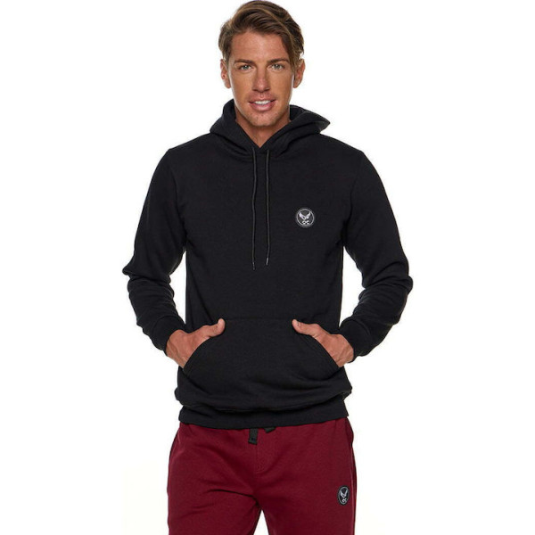 Bodymove Ανδρικό Φούτερ με Κουκούλα Μαύρο B003
