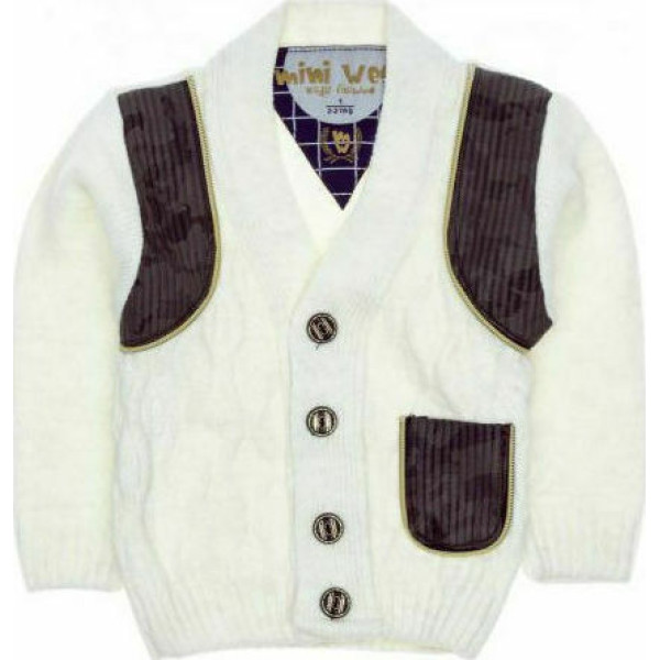 Mini West παιδική λευκή ζακέτα για αγόρια «Sir»30213