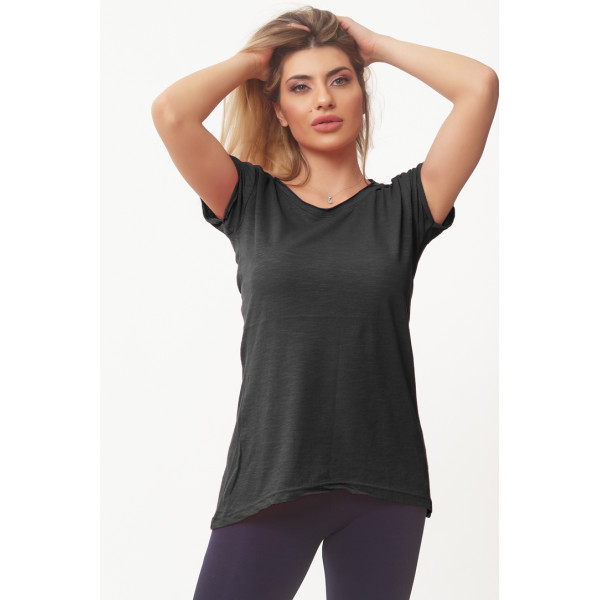 Μπλούζα φλάμα μανίκι μαύρο 894-2